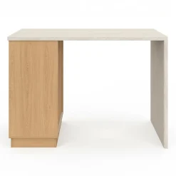 IDMarket Ilot central mange-debout 4 personnes 130 cm bois et plateau effet travertin* Ilot Central|Collection Moderne