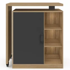 IDMarket Ilot central pivotant imitation hêtre porte noire* Collection Design|Collection Moderne