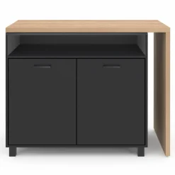 IDMarket Ilot central rotatif noir et imitation hêtre* Ilot Central