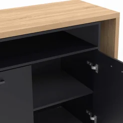 IDMarket Ilot central rotatif noir et imitation hêtre* Ilot Central