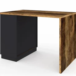 IDMarket Ilot de cuisine mange debout 4 personnes bois foncé et noir* Collection Vintage|Ilot Central