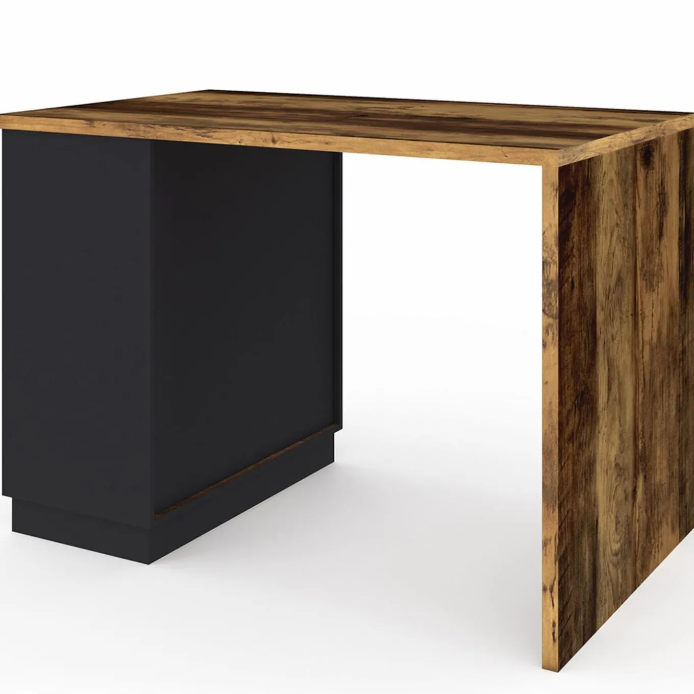 IDMarket Ilot de cuisine mange debout 4 personnes bois foncé et noir* Collection Vintage|Ilot Central