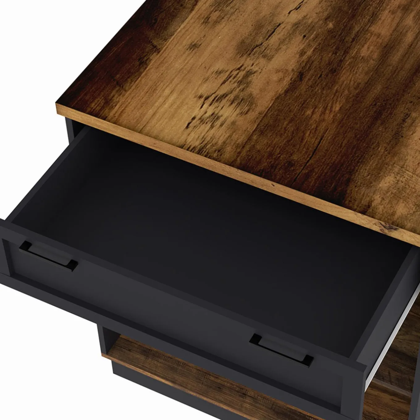 IDMarket Ilot de cuisine mange debout 4 personnes bois foncé et noir* Collection Vintage|Ilot Central