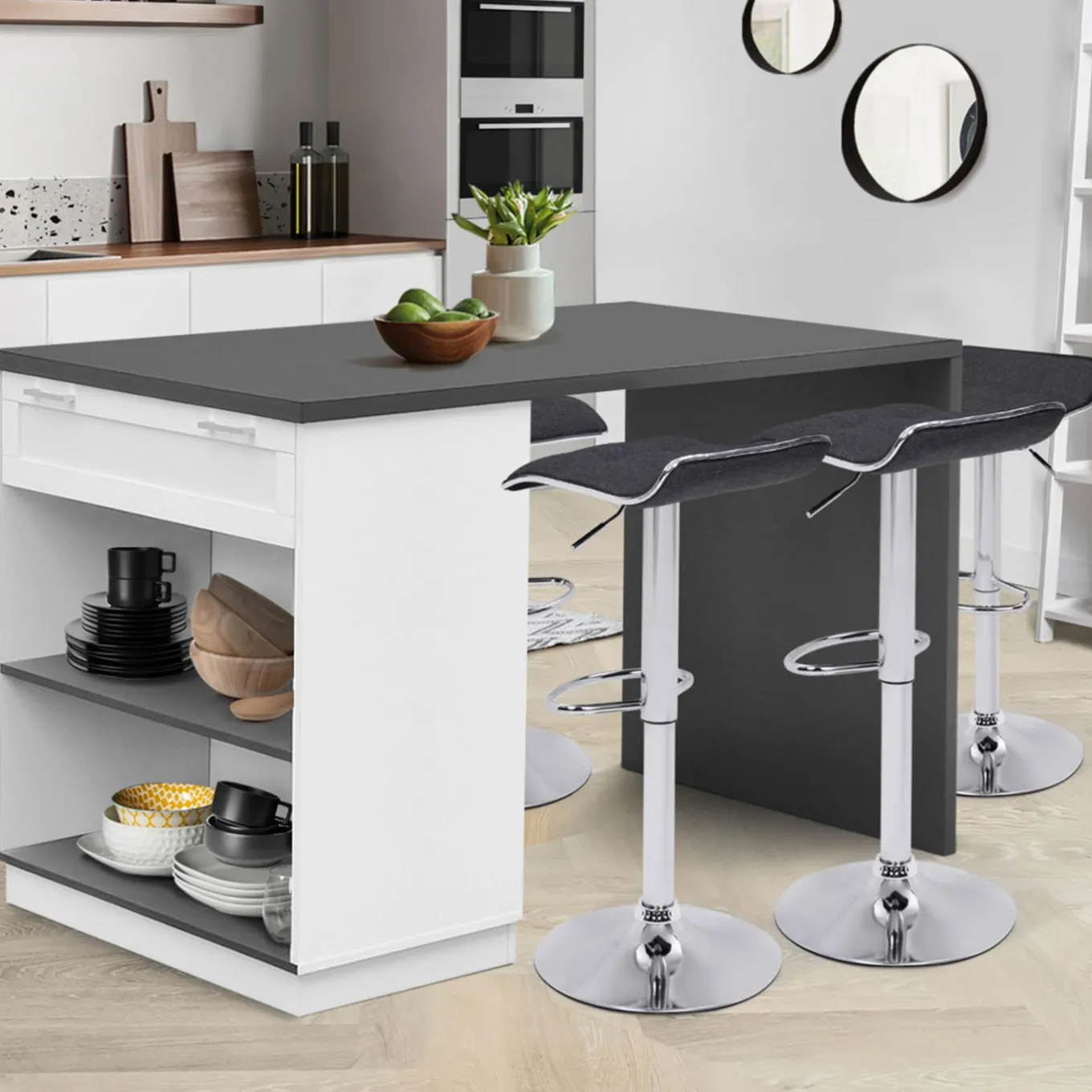 IDMarket Ilot mange debout blanc et gris 130 cm* Collection Design|Collection Moderne