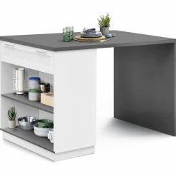 IDMarket Ilot mange debout blanc et gris 130 cm* Collection Design|Collection Moderne