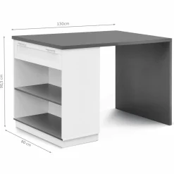 IDMarket Ilot mange debout blanc et gris 130 cm* Collection Design|Collection Moderne