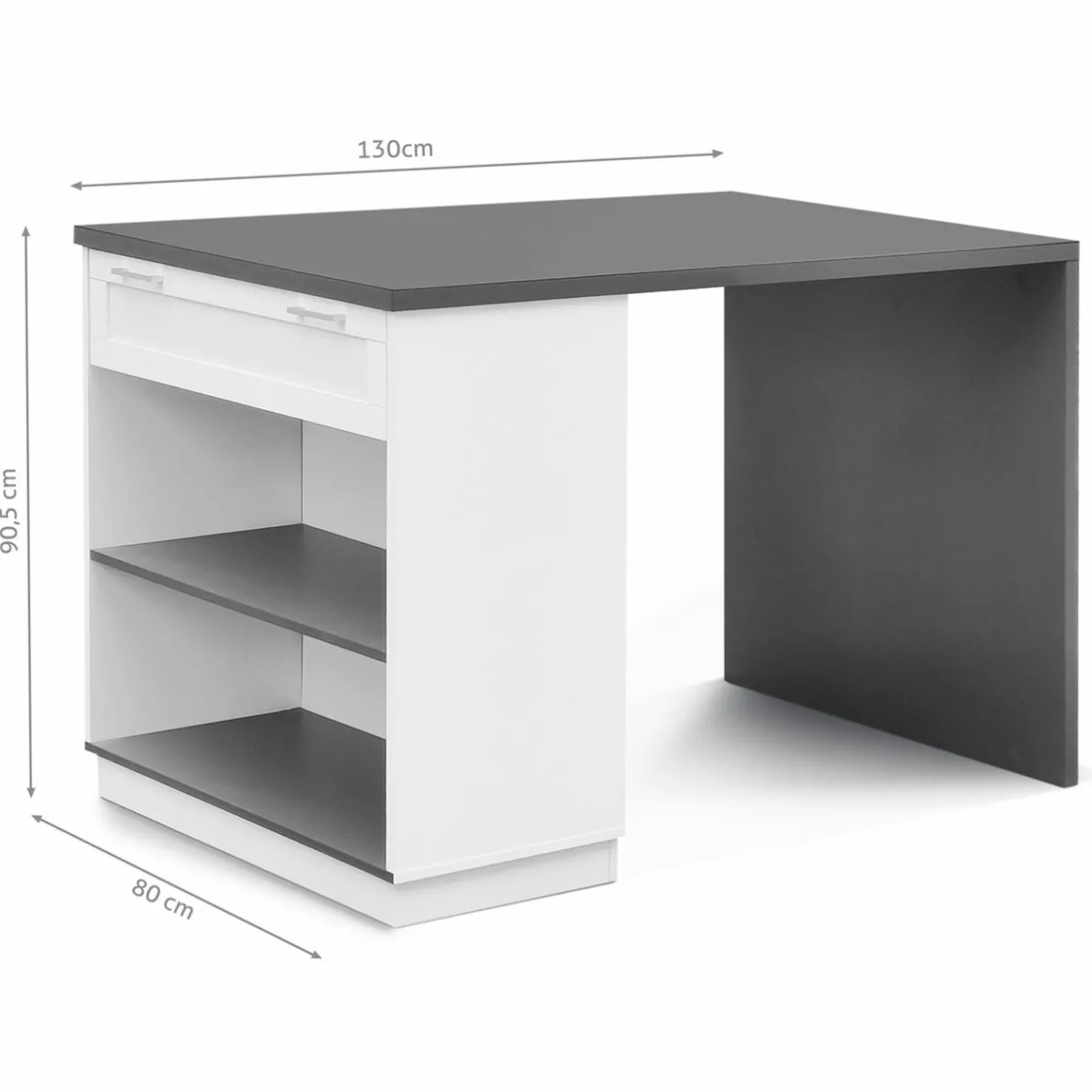 IDMarket Ilot mange debout blanc et gris 130 cm* Collection Design|Collection Moderne