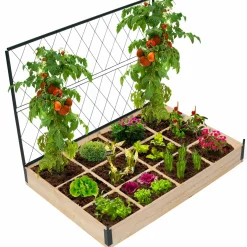 IDMarket Kit complet 3 carrés potager et serre à tomates + treillis + housse* Carrés Potager