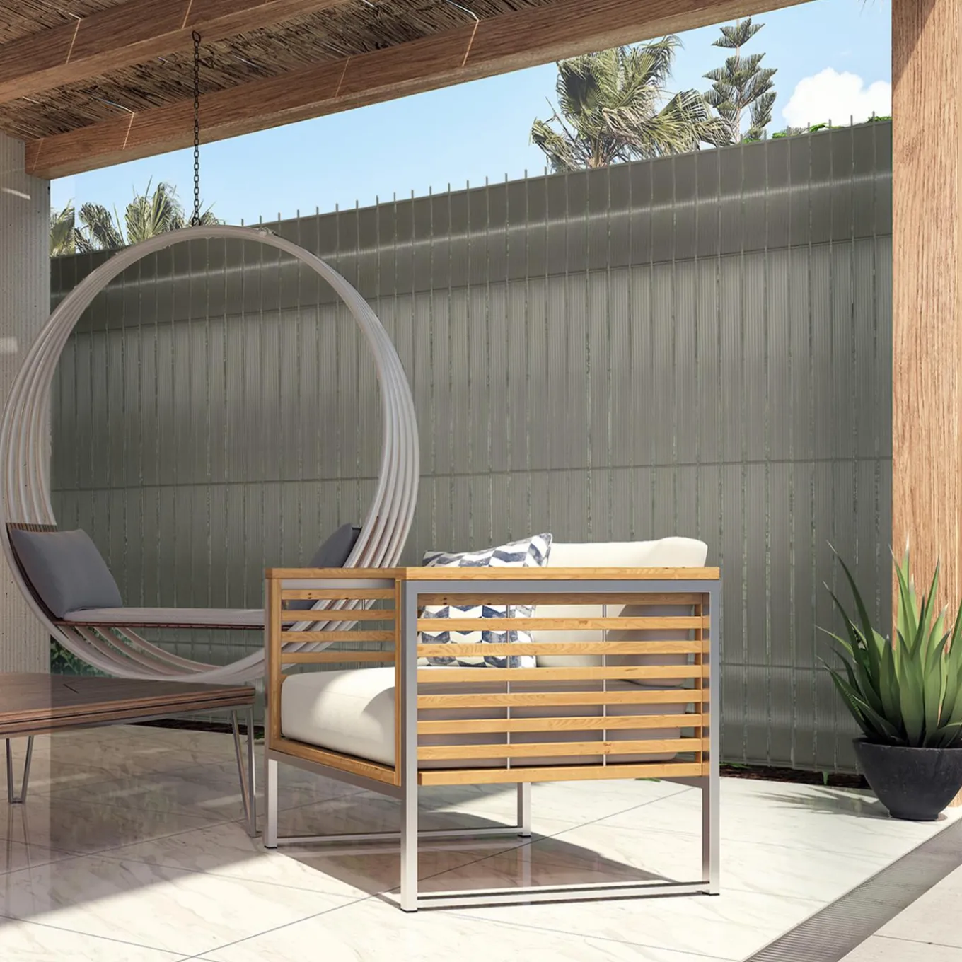 IDMarket Kit de lamelles d'occultation pour grillage rigide gris clair 60 m* Lamelles Occultantes