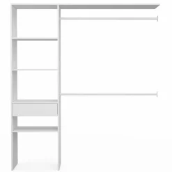 IDMarket Kit dressing blanc pour placard avec étagères, tiroir et double penderie* Dressings Et Portants Vêtements