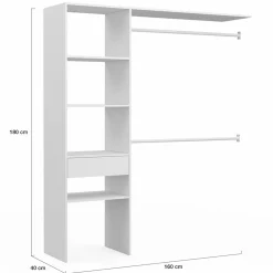 IDMarket Kit dressing blanc pour placard avec étagères, tiroir et double penderie* Dressings Et Portants Vêtements