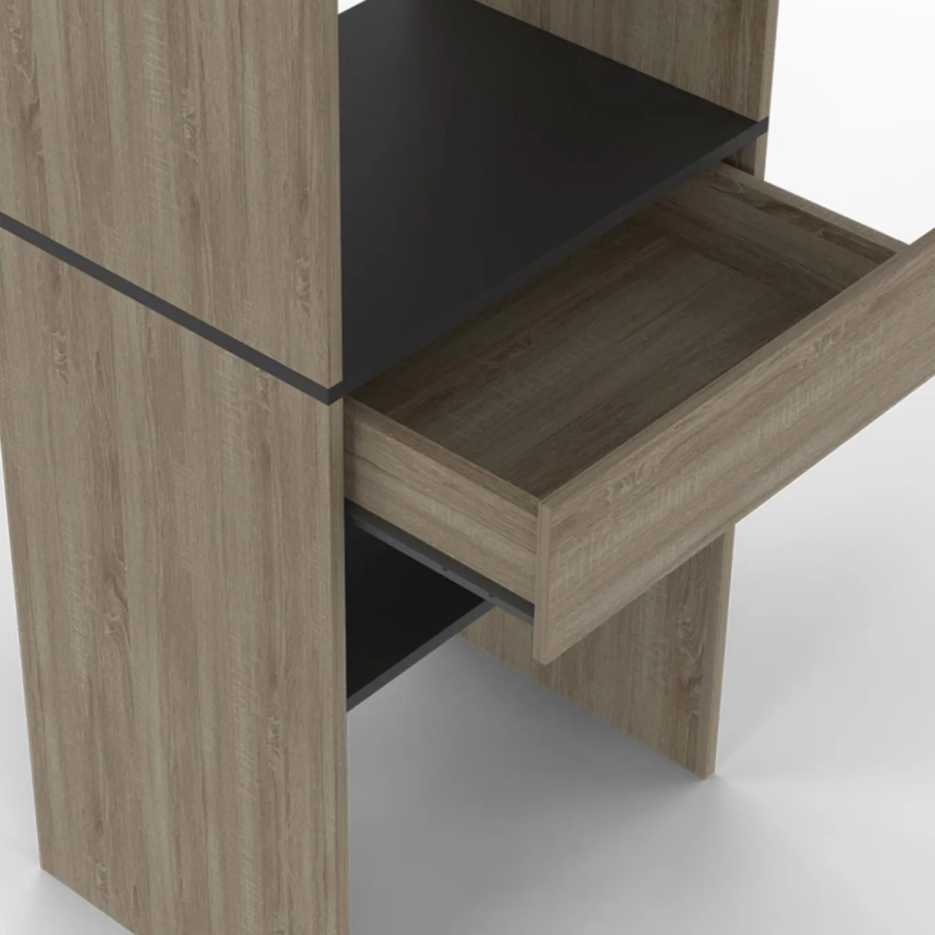 IDMarket Kit dressing placard hêtre et noir avec étagères, tiroir et double penderie* Dressings Et Portants Vêtements