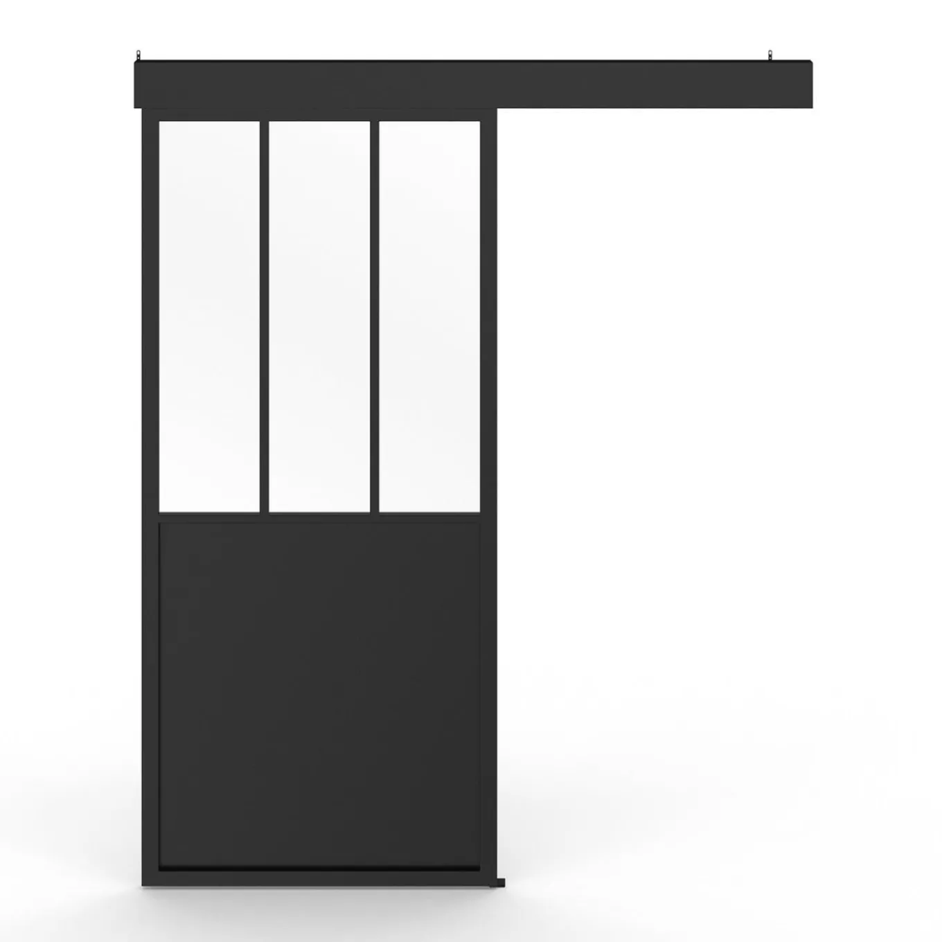 IDMarket Kit porte coulissante vitrée verre trempé en métal avec MDF* Produits D’Aménagement Intérieur|Décoration Et Accessoires