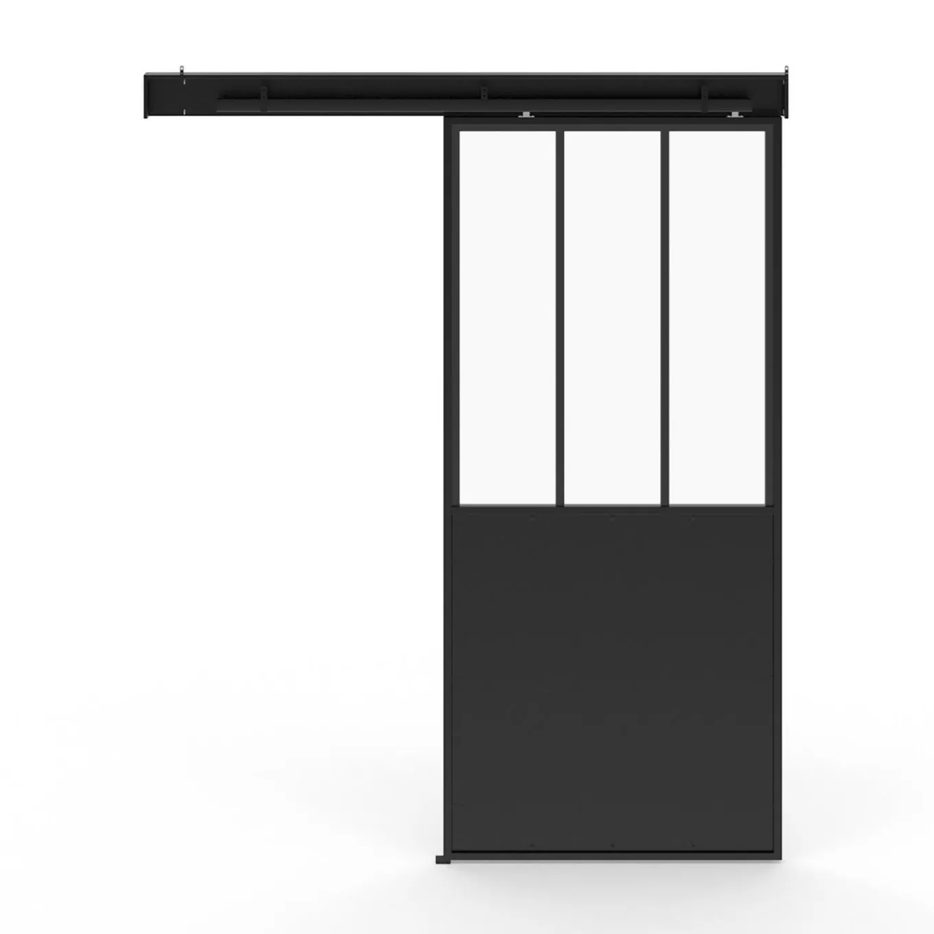 IDMarket Kit porte coulissante vitrée verre trempé en métal avec MDF* Produits D’Aménagement Intérieur|Décoration Et Accessoires