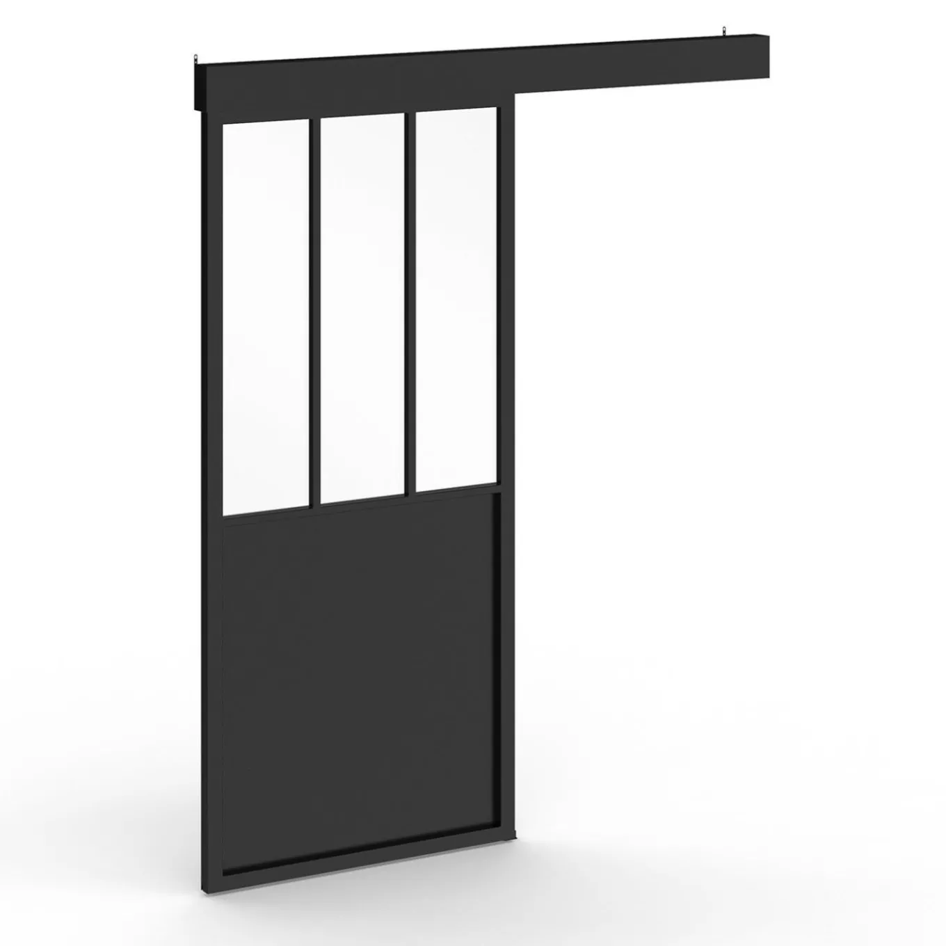 IDMarket Kit porte coulissante vitrée verre trempé en métal avec MDF* Produits D’Aménagement Intérieur|Décoration Et Accessoires