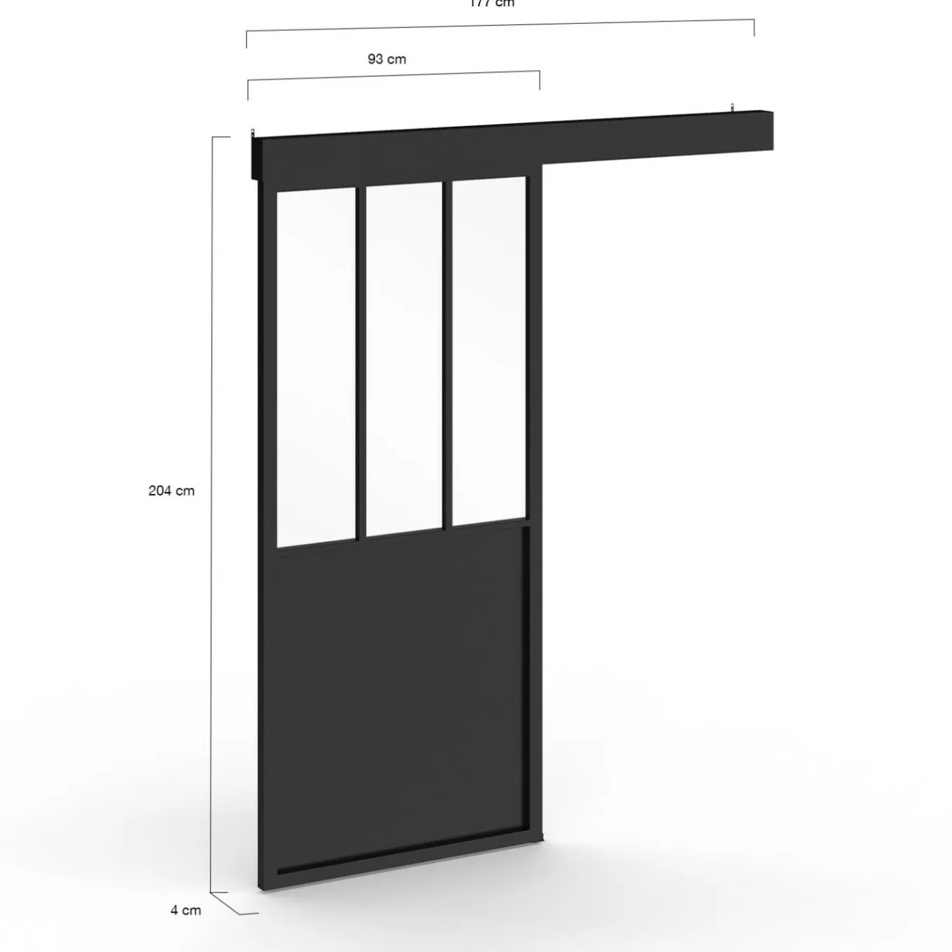 IDMarket Kit porte coulissante vitrée verre trempé en métal avec MDF* Produits D’Aménagement Intérieur|Décoration Et Accessoires