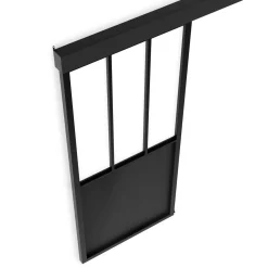 IDMarket Kit porte coulissante vitrée verre trempé en métal avec MDF* Produits D’Aménagement Intérieur|Décoration Et Accessoires