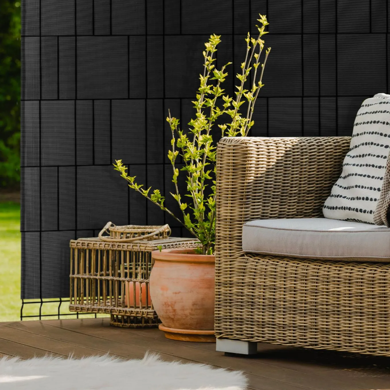 IDMarket Lamelles occultantes PVC noir 35m pour grillage rigide* Lamelles Occultantes