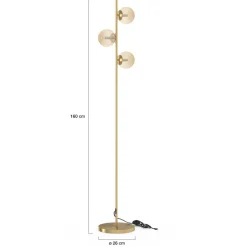 IDMarket Lampadaire sur pied en métal doré avec 3 abat-jours globe verre* Luminaires|Collection Télétravail
