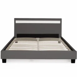 IDMarket Lit 2 places avec LED 140x190 cm gris* Collection Moderne|Chambre Complète Adulte
