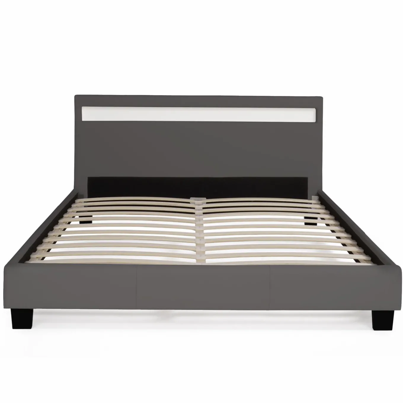 IDMarket Lit 2 places avec LED 140x190 cm gris* Collection Moderne|Chambre Complète Adulte