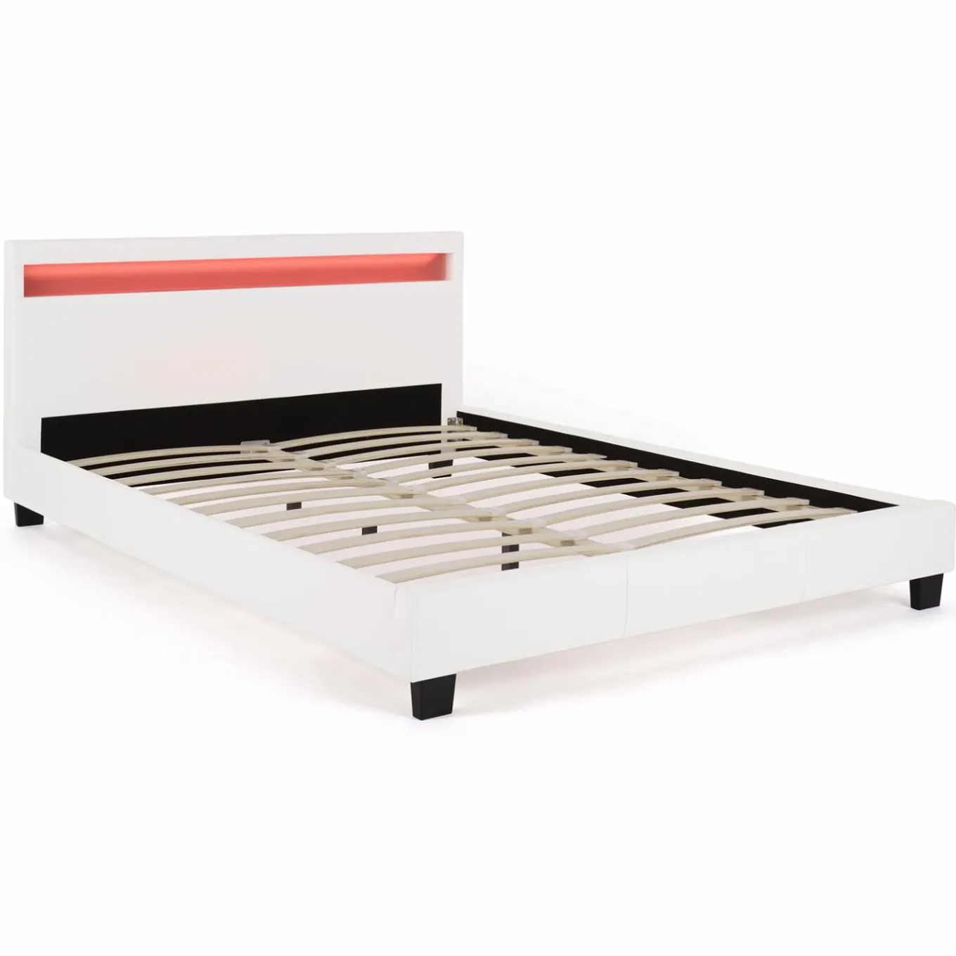 IDMarket Lit avec LED 140x190 cm blanc* Collection Moderne|Chambre Complète Adulte