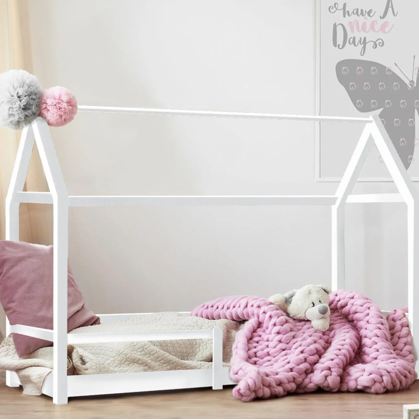 IDMarket Lit cabane enfant blanc 90 x 190 cm style scandinave*Enfant Meubles Blancs|Collection Scandinave