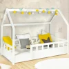 IDMarket Lit cabane enfant blanc 80 x 160 cm*Enfant Meubles Blancs|Collection Scandinave