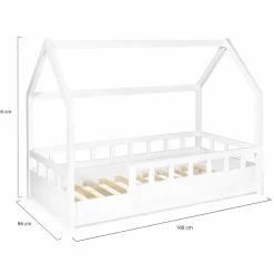 IDMarket Lit cabane enfant blanc 80 x 160 cm*Enfant Meubles Blancs|Collection Scandinave