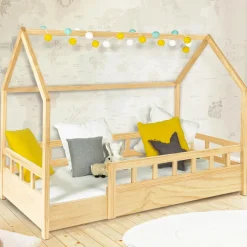 IDMarket Lit cabane enfant en bois 80 x 160 cm*Enfant Meubles En Bois|Collection Scandinave