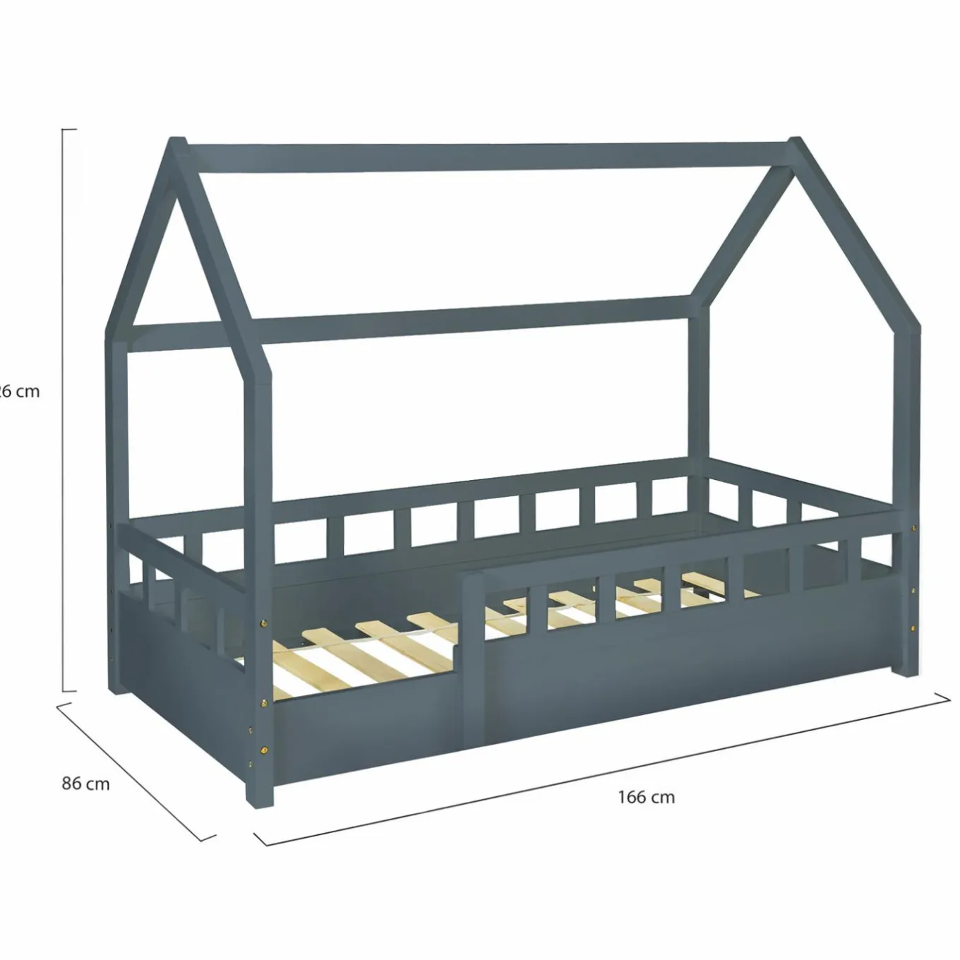 IDMarket Lit cabane gris*Enfant Collection Scandinave|Lits Enfant