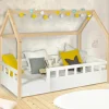IDMarket Lit cabane pour enfant blanc et hêtre 80x160 cm*Enfant Meubles Blancs|Meubles En Bois