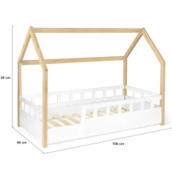 IDMarket Lit cabane pour enfant blanc et hêtre 80x160 cm*Enfant Meubles Blancs|Meubles En Bois