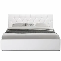 IDMarket Lit coffre avec tête de lit blanc 160x200 cm* Collection Contemporaine|Lits Avec Sommier