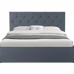 IDMarket Lit coffre avec tête de lit gris 140x190 CM* Collection Contemporaine|Chambre Complète Adulte