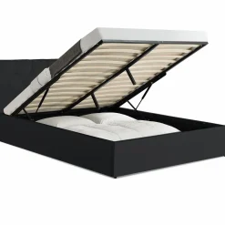 IDMarket Lit coffre avec tête de lit noir 140x190 cm* Collection Contemporaine|Chambre Complète Adulte