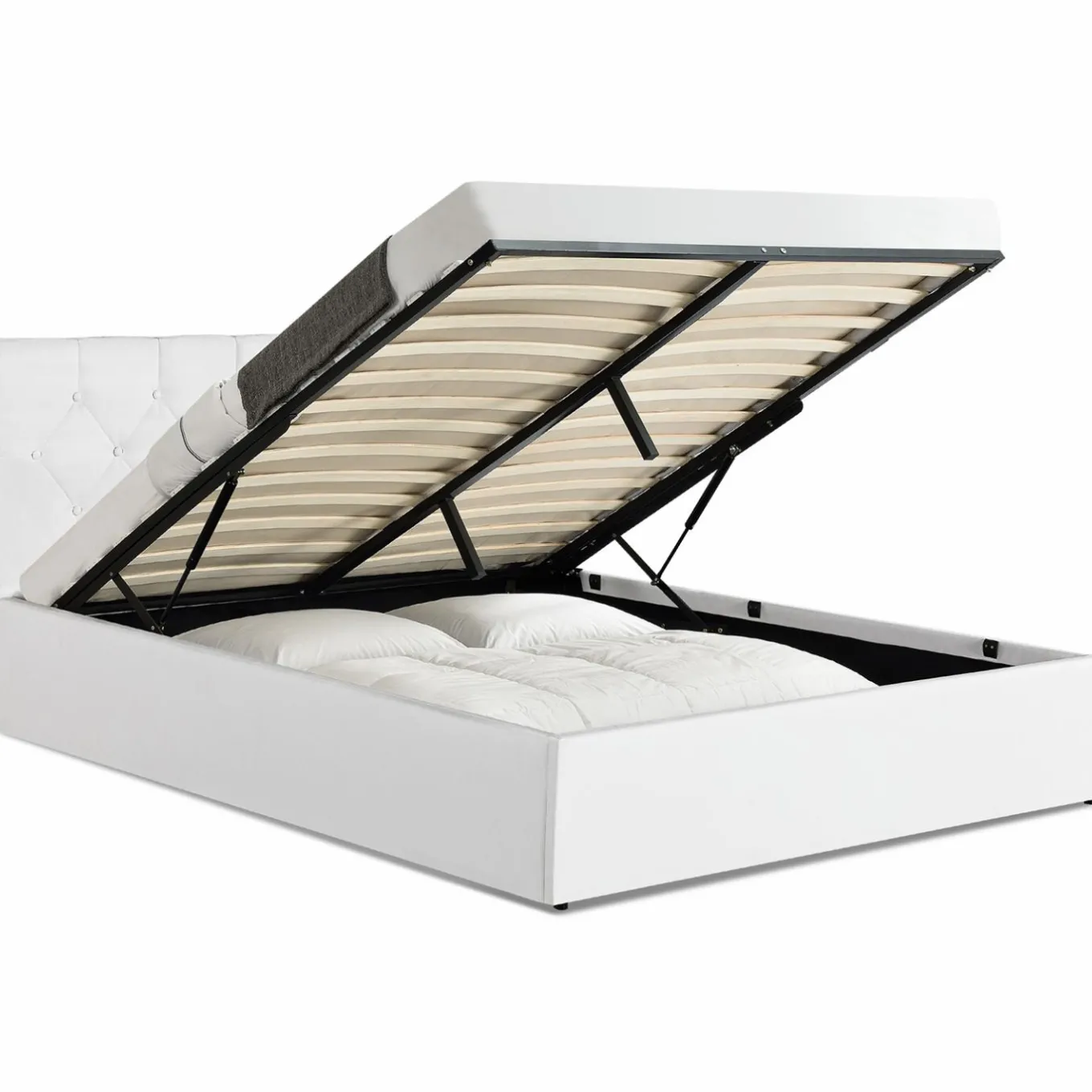 IDMarket Lit coffre blanc 140x190 cm* Collection Contemporaine|Chambre Complète Adulte