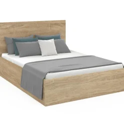 IDMarket Lit coffre deux personnes façon hêtre 160 x 200 cm* Collection Contemporaine|Chambre Complète Adulte