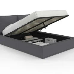 IDMarket Lit coffre double gris 140 x 190* Collection Design|Collection Contemporaine