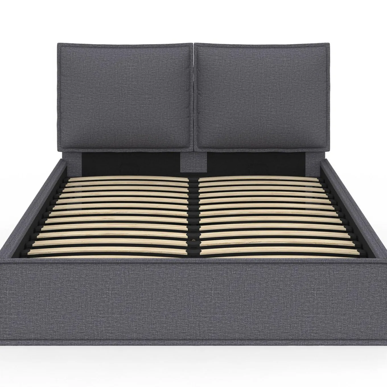 IDMarket Lit coffre double gris 140 x 190* Collection Design|Collection Contemporaine