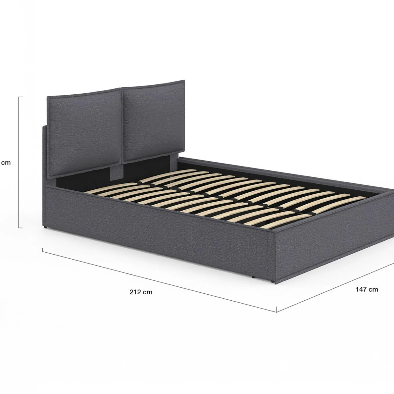 IDMarket Lit coffre double gris 140 x 190* Collection Design|Collection Contemporaine