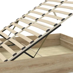IDMarket Lit coffre double SANDSIDE avec sommier 140 x 190 cm hêtre* Lits Avec Sommier|Chambre Complète Adulte