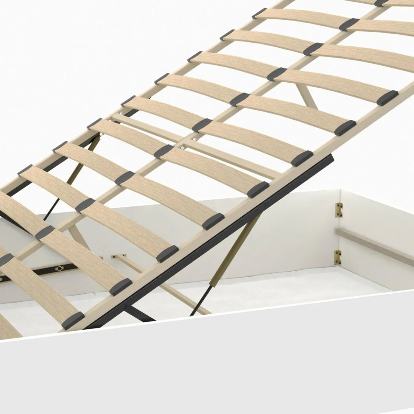 IDMarket Lit coffre double 140x190 cm coloris blanc* Lits Avec Sommier