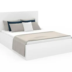 IDMarket Lit coffre double 140x190 cm coloris blanc* Lits Avec Sommier