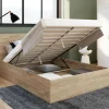 IDMarket Lit coffre double 140x190 cm coloris bois* Collection Contemporaine|Chambre Complète Adulte