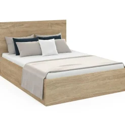 IDMarket Lit coffre double 140x190 cm coloris bois* Collection Contemporaine|Chambre Complète Adulte