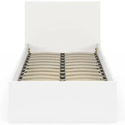 IDMarket Lit coffre simple avec tête de lit et sommier 90 x 190 cm blanc* Lits Avec Sommier|Chambre Complète Adulte