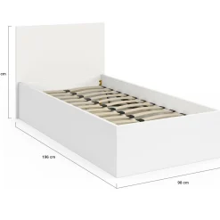 IDMarket Lit coffre simple avec tête de lit et sommier 90 x 190 cm blanc* Lits Avec Sommier|Chambre Complète Adulte