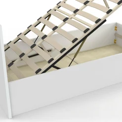 IDMarket Lit coffre simple avec tête de lit et sommier 90 x 190 cm blanc* Lits Avec Sommier|Chambre Complète Adulte
