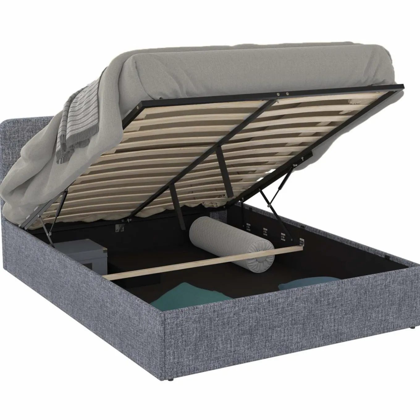 IDMarket Lit coffre 140x190 cm gris anthracite* Chambre Complète Adulte|Lits Avec Sommier